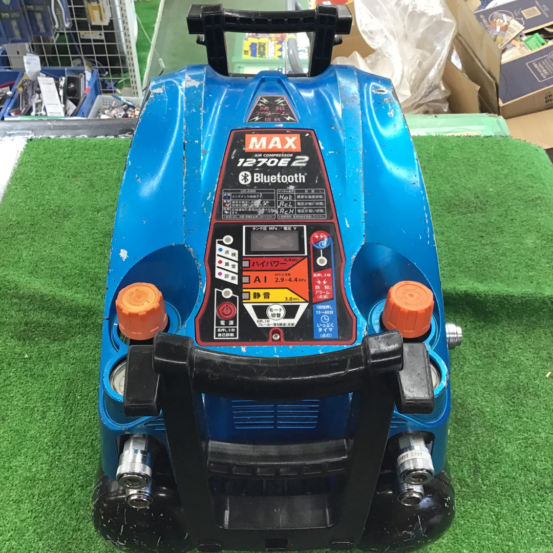 【中古・限定色】 マックス MAX 高圧専用 エアコンプレッサー AK-HH1270E2 ガイアブルー 【桶川店】