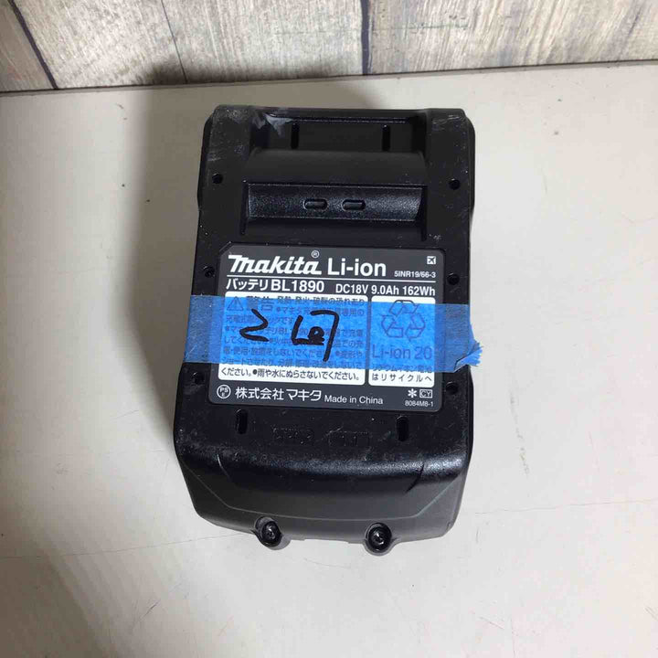 【美品】 純正 makita マキタ BL1890 9.0Ah 18V 充電回数2回 バッテリー