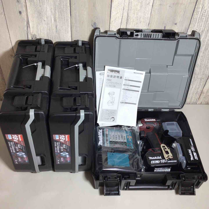 【未使用品】 限定色 マキタ makita コードレス インパクトドライバー TD173DGXAR 3台 フルセット インパクト レッド 赤 純正 充電式 【戸田店】