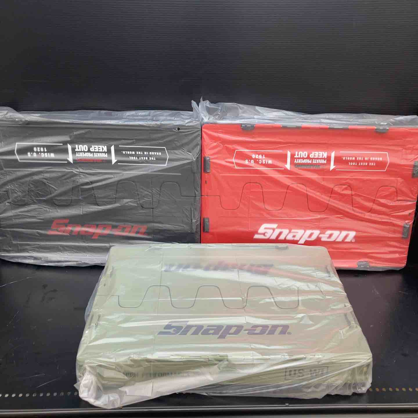 スナップオン(Snap-on) 折りたたみコンテナ 50L 3個セット ①赤×黒 ②