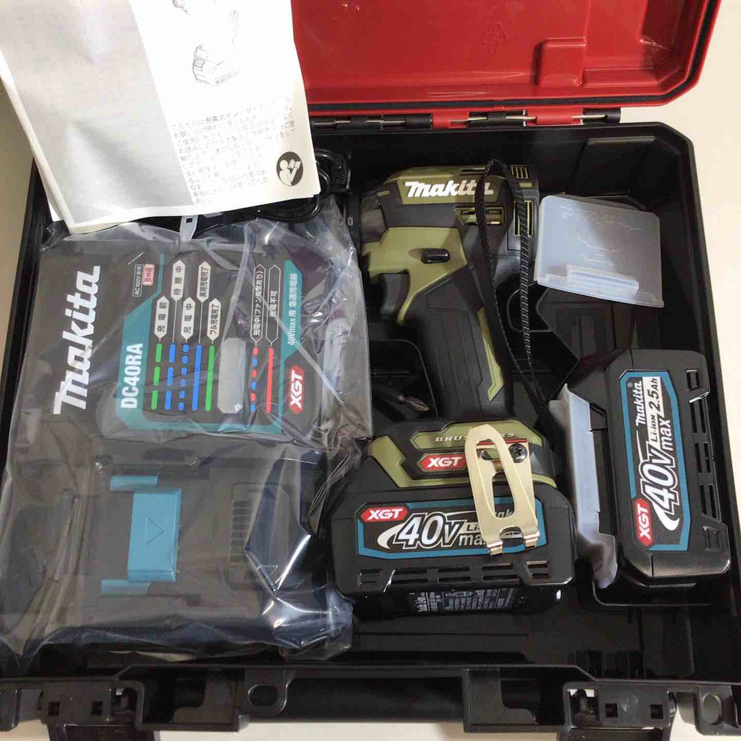 【未使用品】★純正バッテリー2個&充電器付き フルセット★マキタ(makita) コードレスインパクトドライバー TD002GRDXO オリーブ【戸田店】