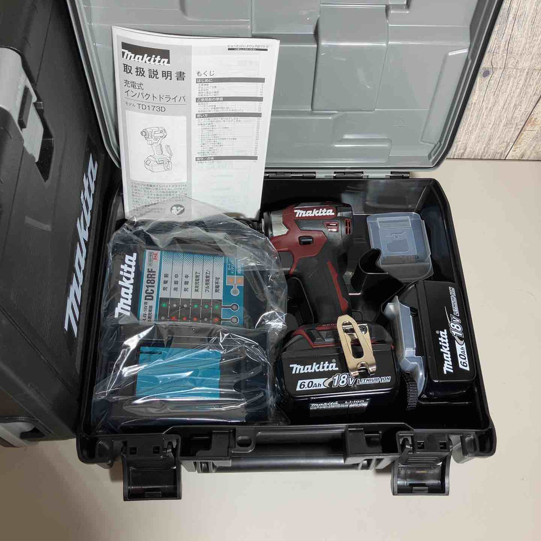 【未使用品】 限定色 マキタ makita コードレス インパクトドライバー TD173DGXAB TD173DGXAR 2台 フルセット インパクト ブラウン 茶 レッド 赤 純正 純正品 充電式 【戸田店】