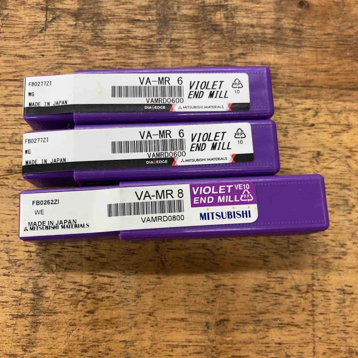 未使用品】三菱マテリアル バイオレット エンドミル VA-MR6×2、VA-MR8 