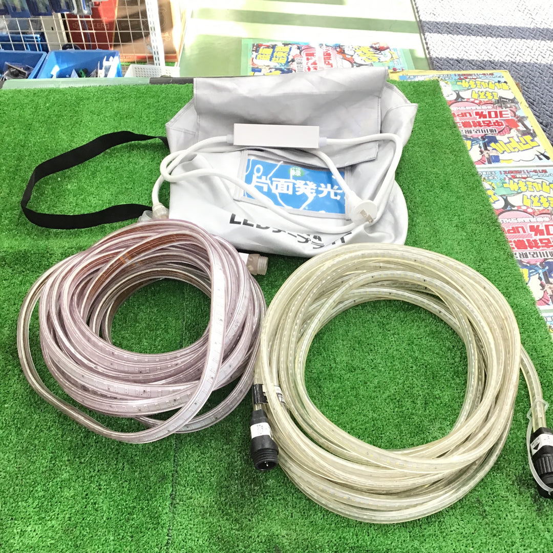 HATAYA LEDテープライト 10m 2個セット 緑テープ 片面発光 白テープ 両面発光 電源コード1個付き【桶川店】