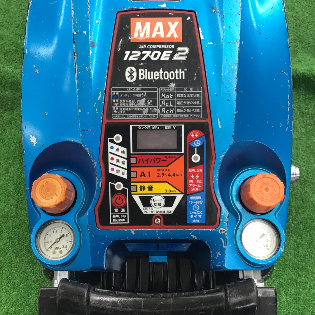 【中古・限定色】 マックス MAX 高圧専用 エアコンプレッサー AK-HH1270E2 ガイアブルー 【桶川店】