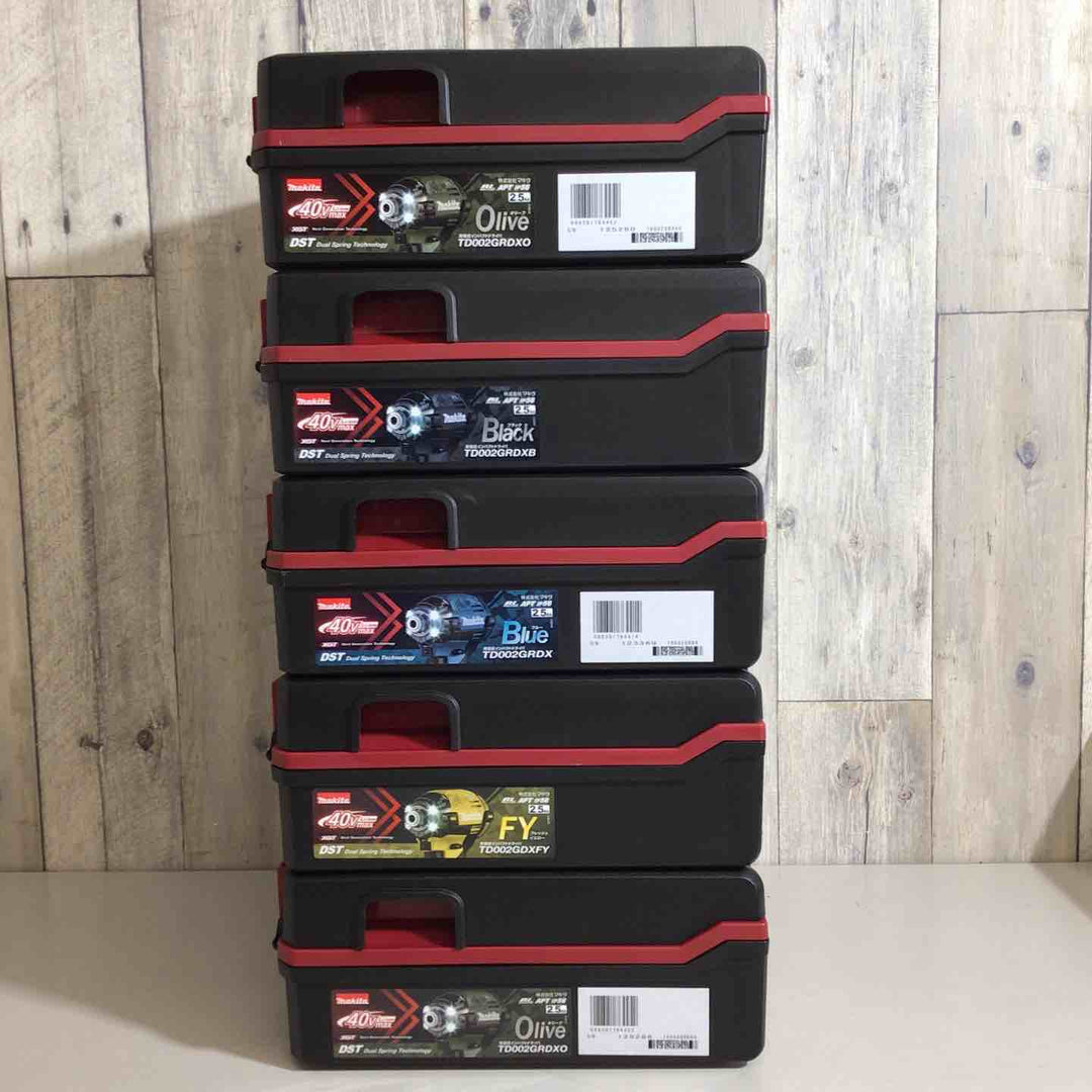 【未使用品】マキタ(makita) TD002GRDXO 40Vmax 充電式インパクトドライバ オリーブ×2、ブラック、イエロー、ブルー5台セット【戸田店】