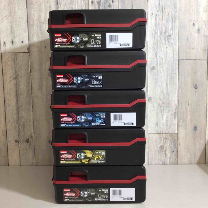 【未使用品】マキタ(makita) TD002GRDXO 40Vmax 充電式インパクトドライバ オリーブ×2、ブラック、イエロー、ブルー5台セット【戸田店】