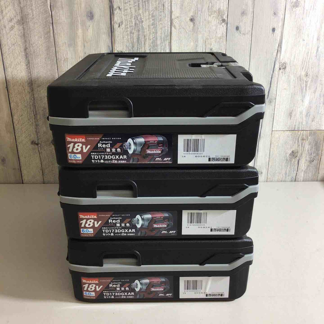 【未使用品】マキタ(makita) コードレスインパクトドライバー TD173DGXAR 3台セット レッド【戸田店】