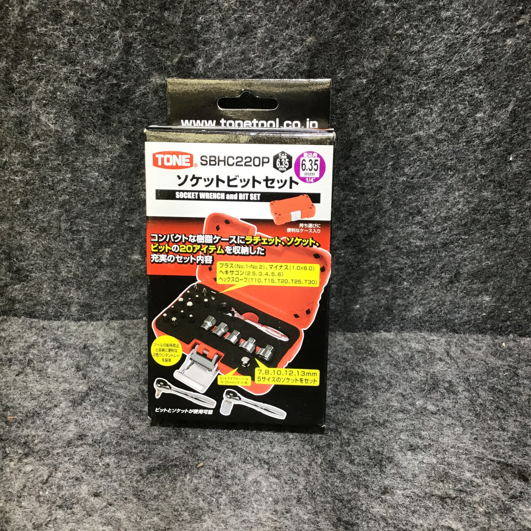 【未使用品】トネ(TONE) ソケットビットセット 差込角6.35mm(1/4") SBHC220P 内容19点 レッド【桶川店】