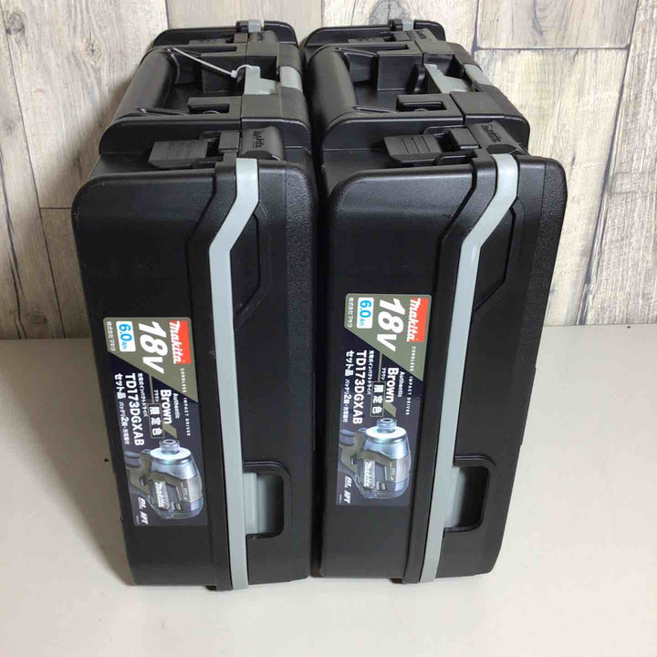 【未使用品】 限定色 マキタ makita コードレス インパクトドライバー TD173DGXAB 2台 フルセット インパクト ブラウン 茶 茶色 純正 純正品 充電式 【戸田店】