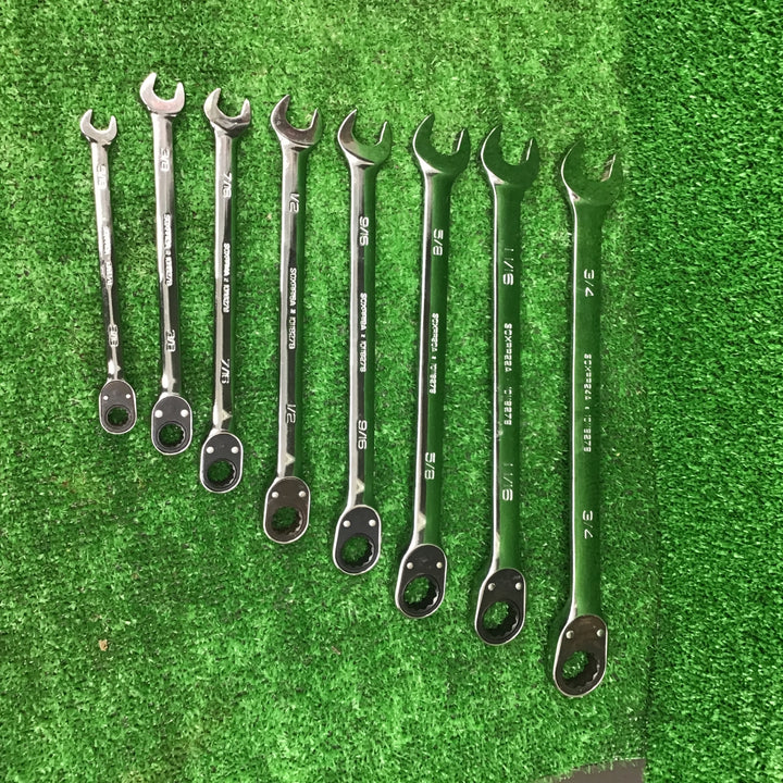 スナップオン(Snap-on)  切り替え式ラチェットコンビネーションレンチ SOXRRシリーズ 8本 インチ サイズ【桶川店】