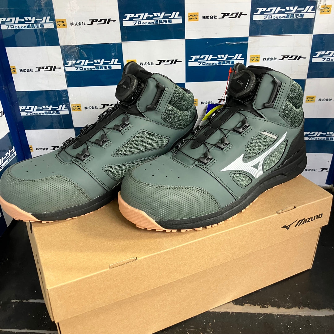 ミズノ MIZUNO 安全靴 F1GA220336 オールマイティ 26.5cm カーキ&ホワイト【草加店】