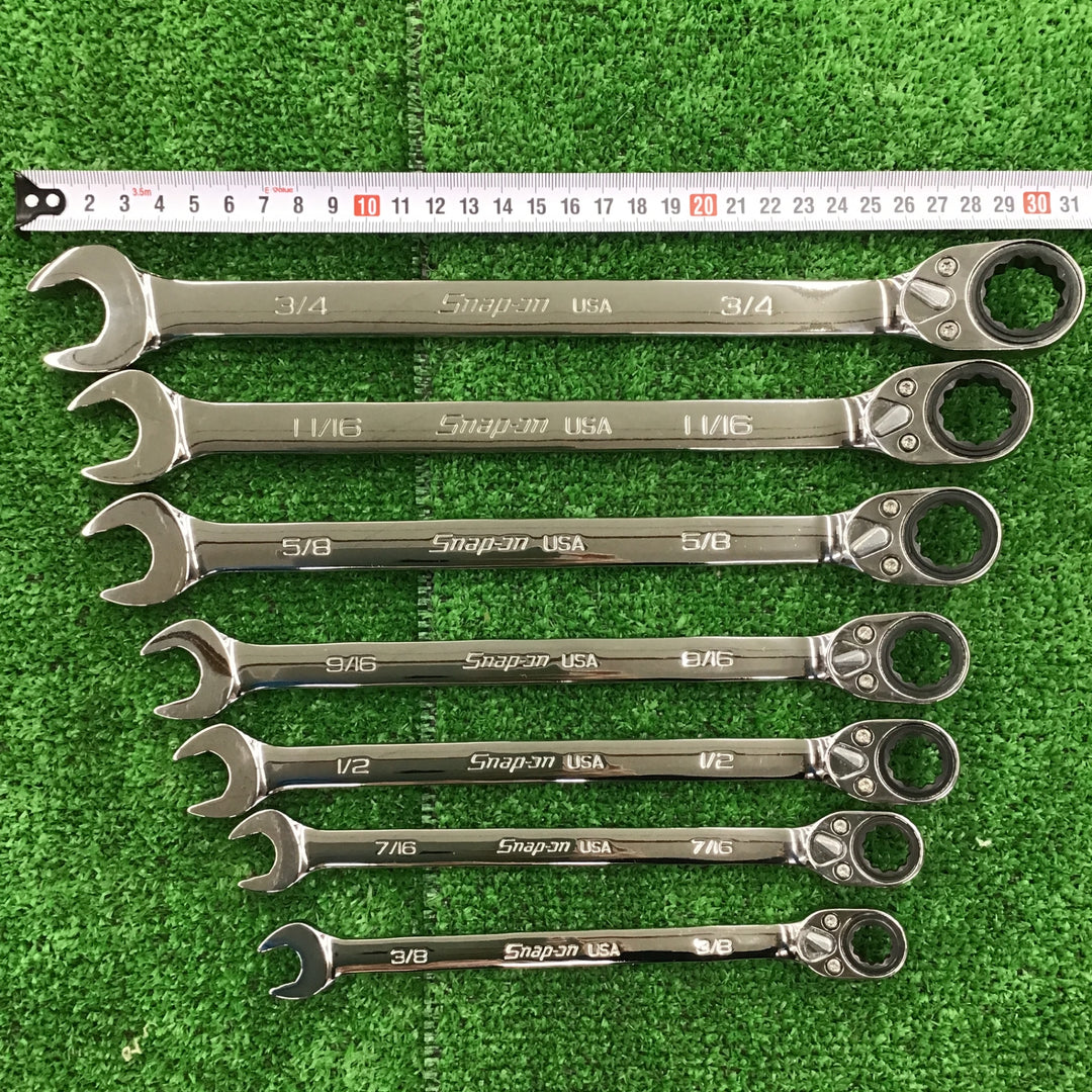 ▲ スナップオン(Snap-on) 切り替え式ラチェットコンビネーションレンチ7点セット SOXRR12A~24A 3/8~3/4インチ【桶川店】