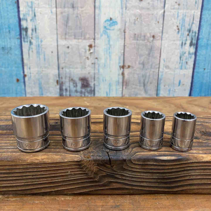【中古品】MIRROR TOOL KTC 12角ソケット 5点セット 13, 14, 17, 19, 22 差込角3/8【柏店】