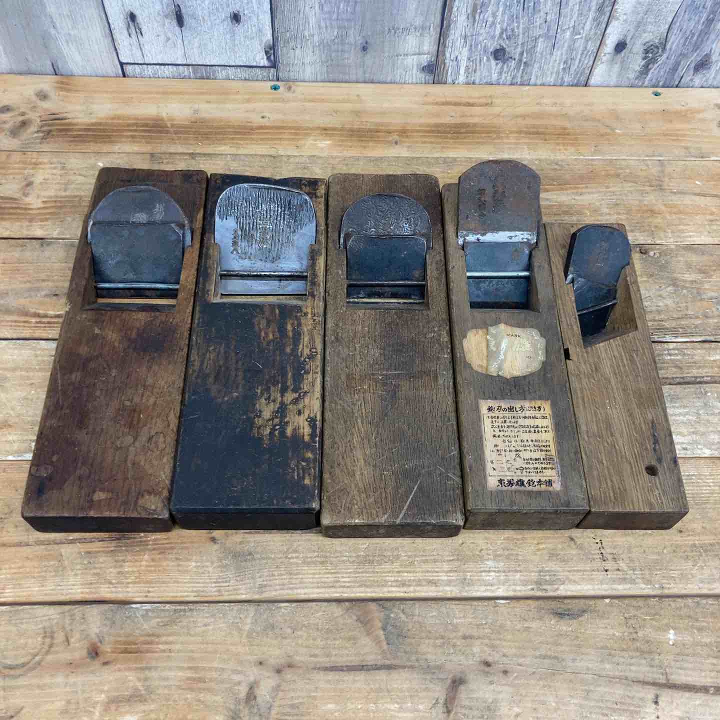 中古品】 左勘次・國安・虎五郎・東秀雄・菊之助 鉋5個セット 鉋