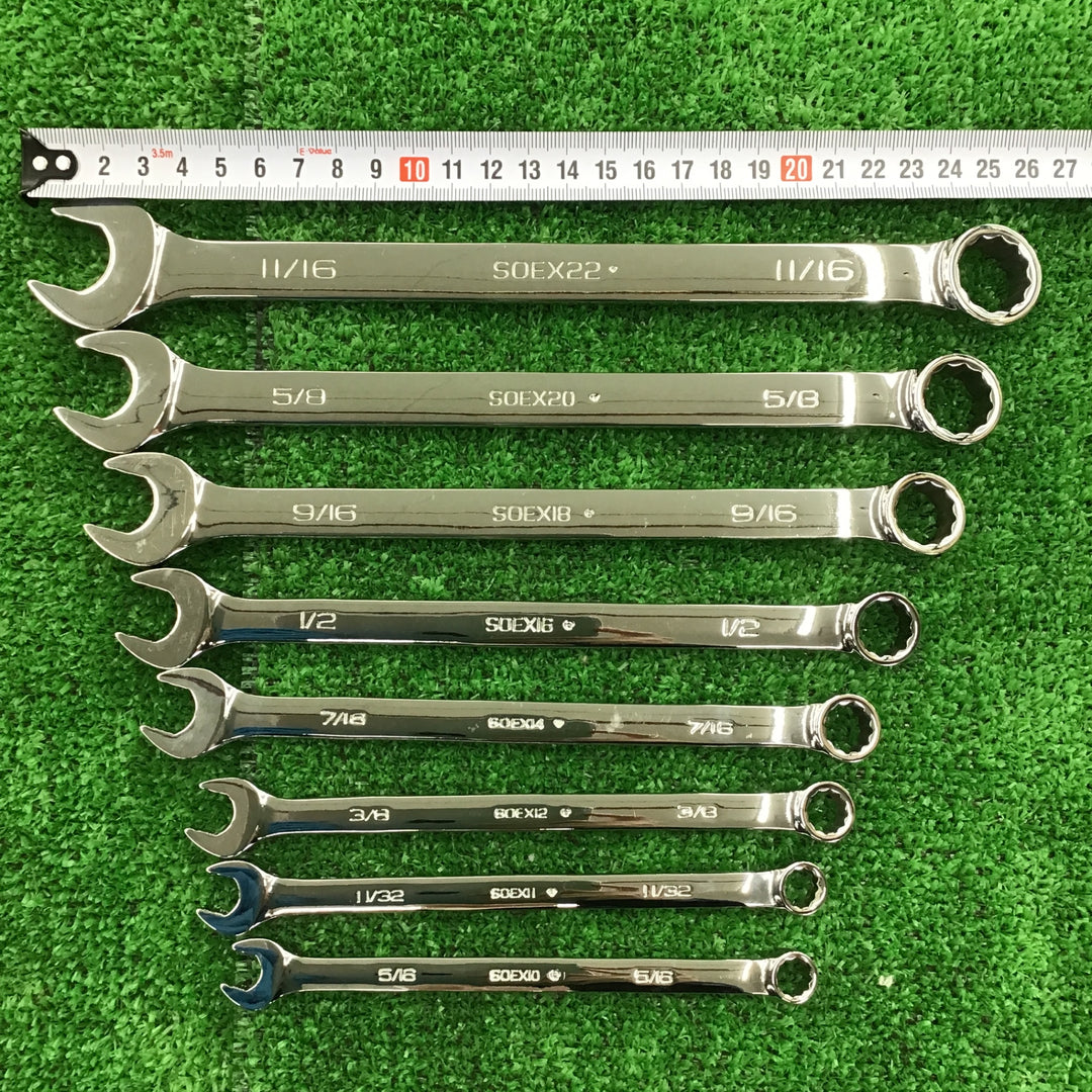 【売り切りセール!中古品】 スナップオン(Snap-on) インチサイズ コンビネーションレンチ 8本セット SOEX5/16~11/16 【桶川店】