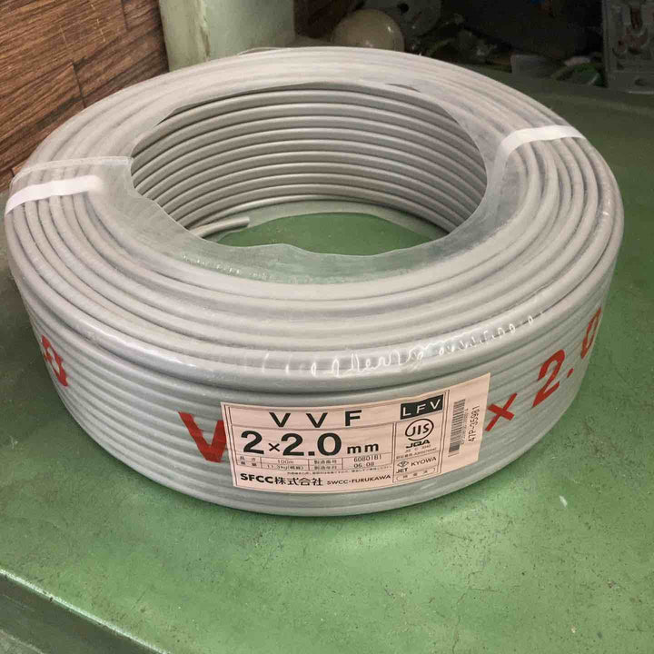 SFCC VVF LFV 2×2.0mm 100m 灰(黒・白)1巻 製造:令和6年8月【桶川店】