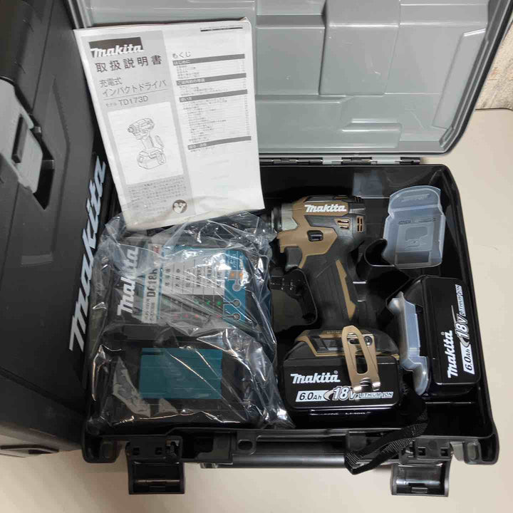 【未使用品】 限定色 マキタ makita コードレス インパクトドライバー TD173DGXAB TD173DGXAR 2台 フルセット インパクト ブラウン 茶 レッド 赤 純正 純正品 充電式 【戸田店】