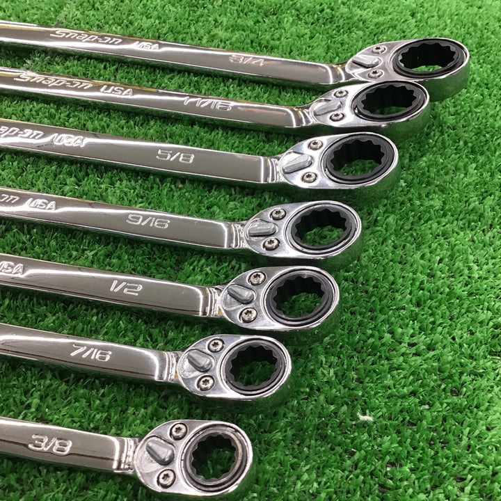 ▲ スナップオン(Snap-on) 切り替え式ラチェットコンビネーションレンチ7点セット SOXRR12A~24A 3/8~3/4インチ【桶川店】