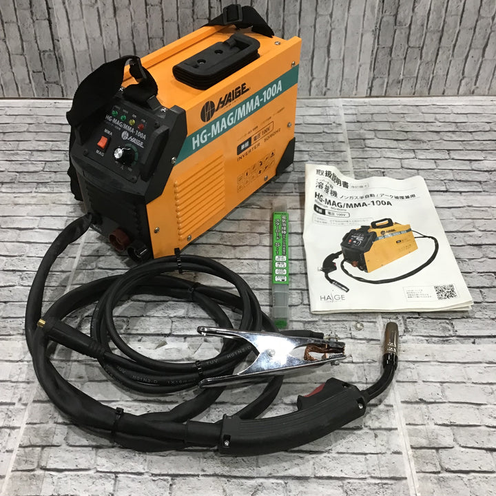 ハイガー(HAIGE) 半自動溶接機 HG-MAG/MMA-100A アーク溶接のホルダー欠品【川口店】