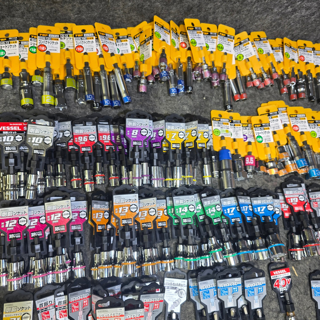 【未使用品・まとめ売り!】ソケットビット ソケットアダプター 軸足ソケット リングナットセッター 約211本 TOP VESSEL サイズ混合【桶川店】