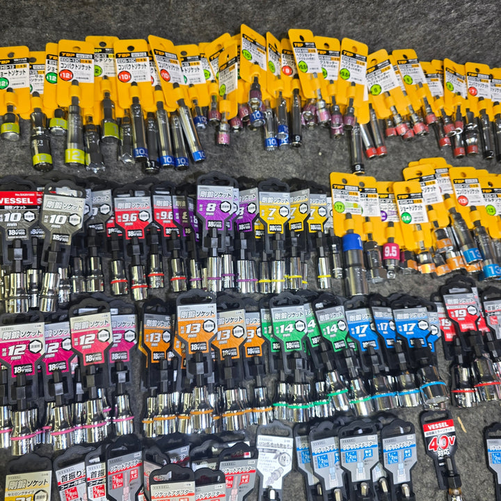【未使用品・まとめ売り!】ソケットビット ソケットアダプター 軸足ソケット リングナットセッター 約211本 TOP VESSEL サイズ混合【桶川店】