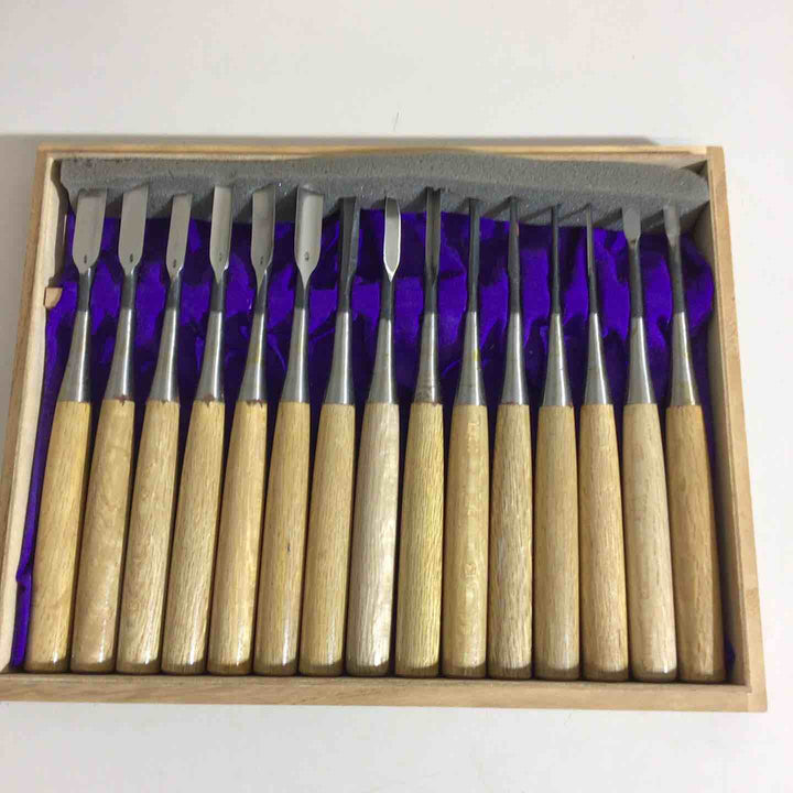 【未使用品】清玄作 木彫のみ 剣組15本 鑿・鉋・大工道具 ノミ【戸田店】