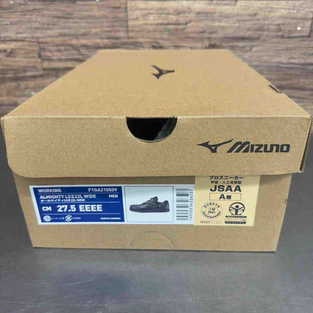 【未使用品】 ミズノ 安全靴 ワークシューズ オールマイティ F1GA210509 27.5cm ブラック×ゴールド 【桶川店】