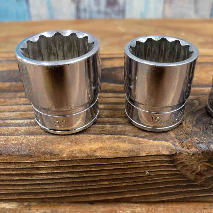 【中古品】MIRROR TOOL KTC 12角ソケット 5点セット 13, 14, 17, 19, 22 差込角3/8【柏店】