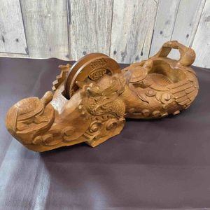 超希少】 【中古美品】 龍亀鶴 木彫り 墨壺 すみつぼ 鉋 かんな カンナ