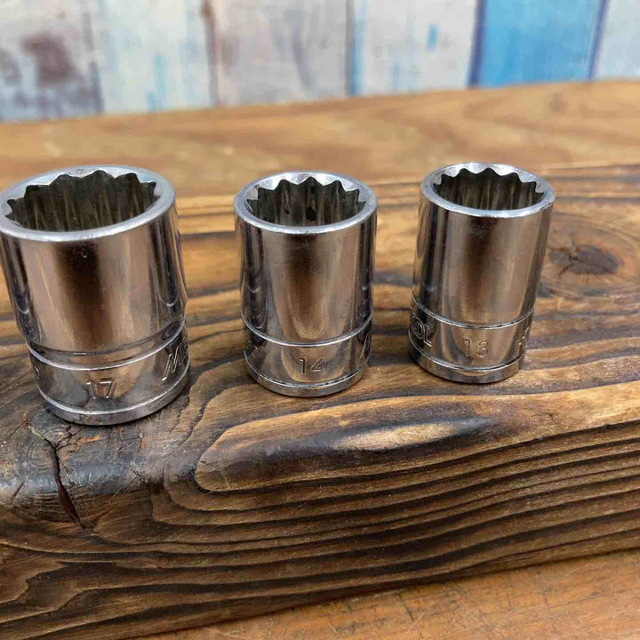 【中古品】MIRROR TOOL KTC 12角ソケット 5点セット 13, 14, 17, 19, 22 差込角3/8【柏店】