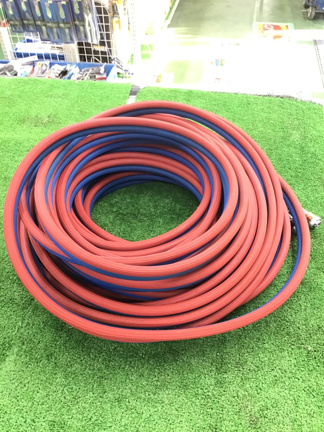 【美品】ガス切断機用ツインホース カプラー付 酸素+アセチレン 恐らく40m 内径5㎜ 溶接 溶断 【桶川店】