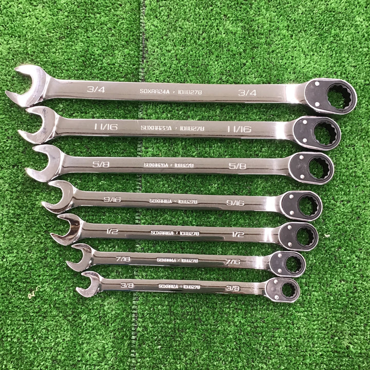 ▲ スナップオン(Snap-on) 切り替え式ラチェットコンビネーションレンチ7点セット SOXRR12A~24A 3/8~3/4インチ【桶川店】