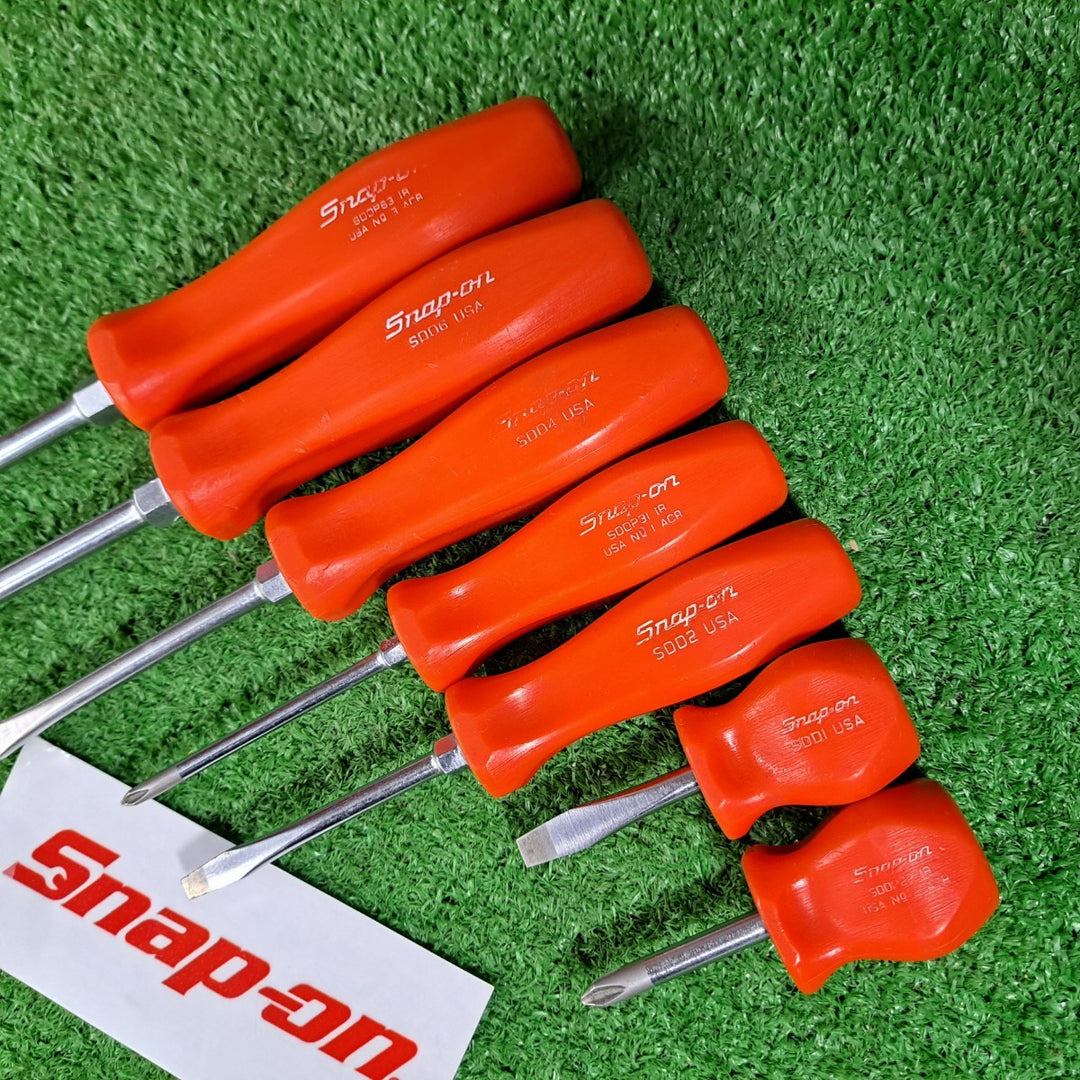 スナップオン/Snap-on 旧グリップドライバー 7本セット マイナス4本、プラス3本 SDD、SDDPシリーズ レッド【岩槻店】