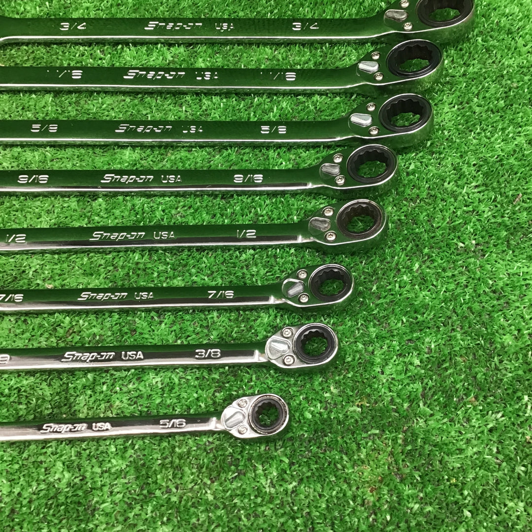 スナップオン(Snap-on)  切り替え式ラチェットコンビネーションレンチ SOXRRシリーズ 8本 インチ サイズ【桶川店】