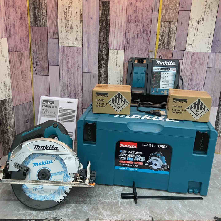 ★マキタ(makita) 18V コードレス丸のこ HS611DRGX バッテリー2個・充電器つき【八潮店】