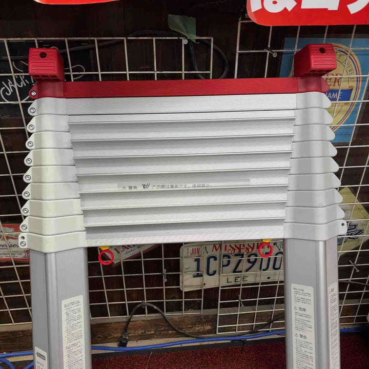 ※送料無料※【美品】長谷川工業 最大100kg 全長3.89m スカイラダー コンパクト1連 伸縮式 ハシゴ LS-39