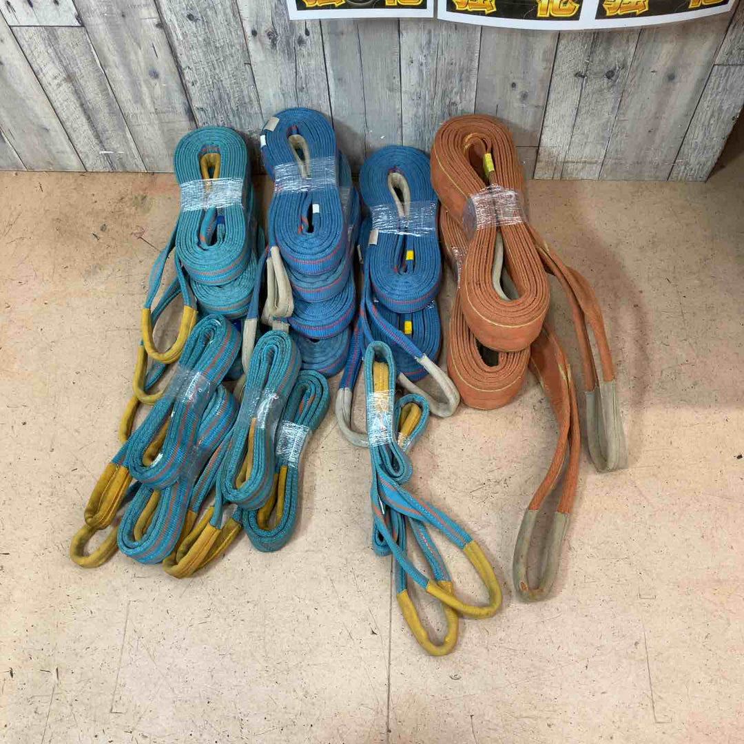 【中古品】 【まとめ売り】スリングベルト 17本セット(テザック1m50㎜2本、2m50㎜4本、4m50㎜4本 コンドーテック5m100㎜2本 アイネット4m50㎜3本、5m50㎜2本)【東大和店】