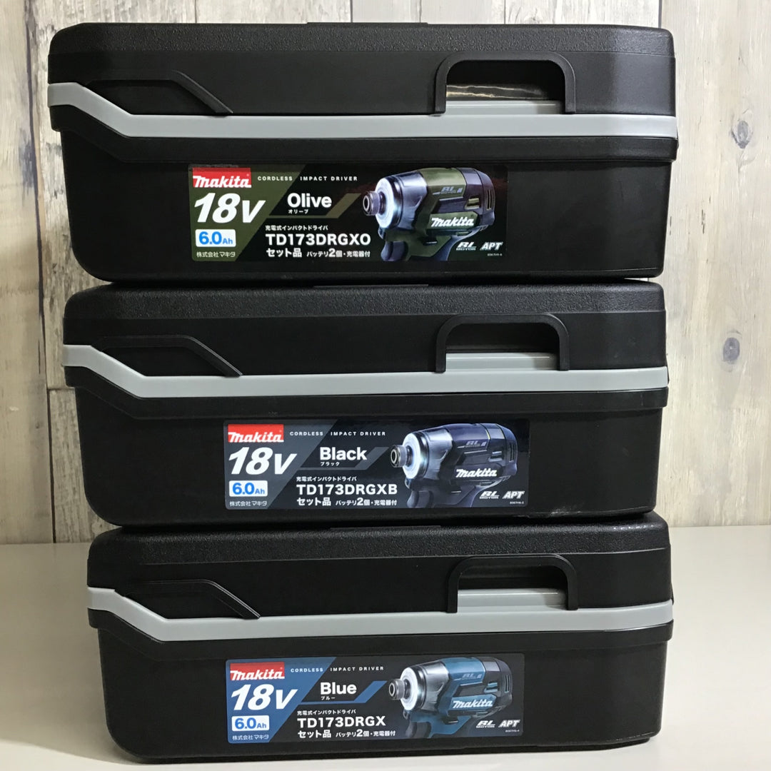【未使用品】★送料無料★ TD173 フルセット 青黒オリーブ 3台セット makita マキタ 18V 充電式 インパクトドライバー【戸田店】