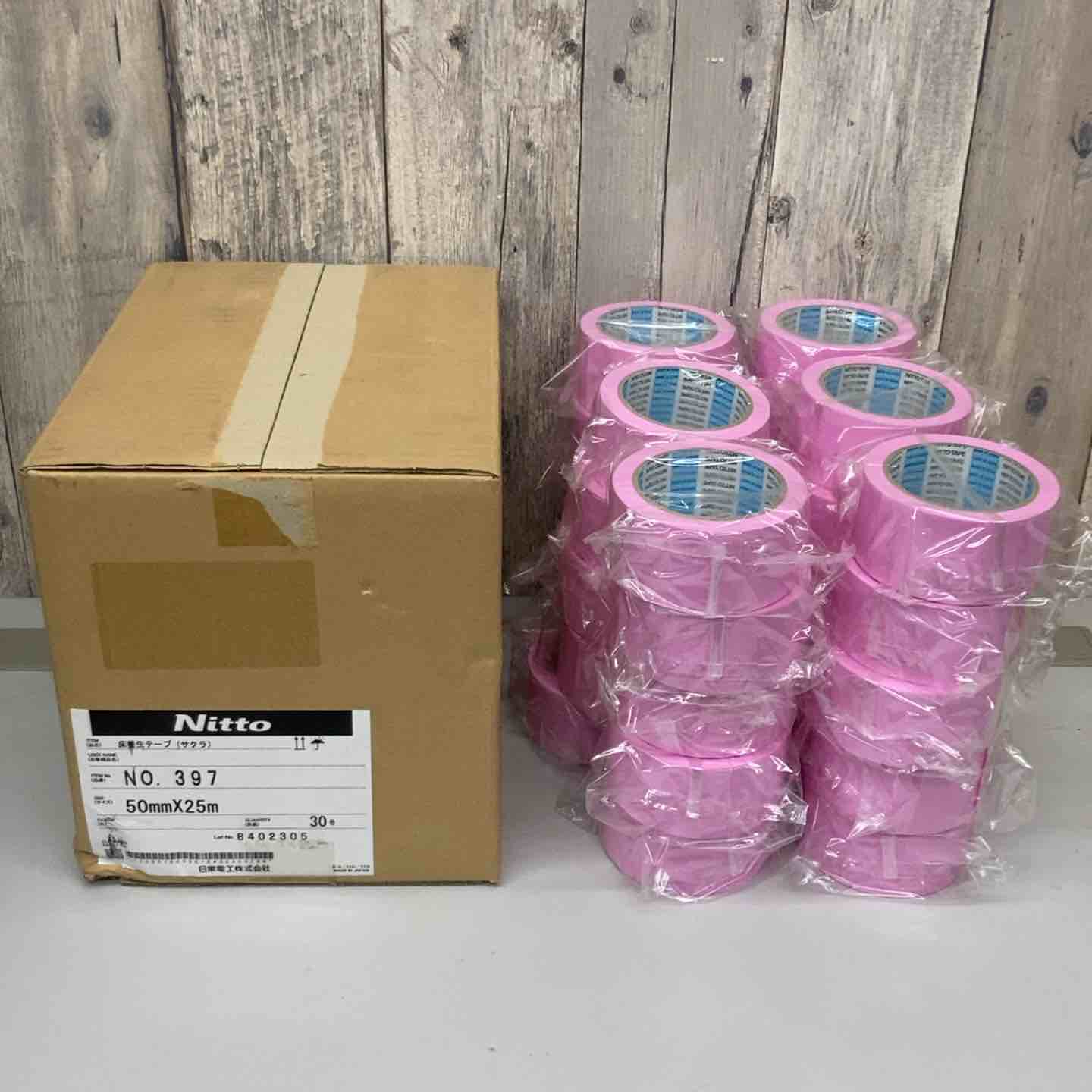 ▽日東電工(Nitto)床養生テープ さくら色 No.397 30巻 1箱 50mm×25m