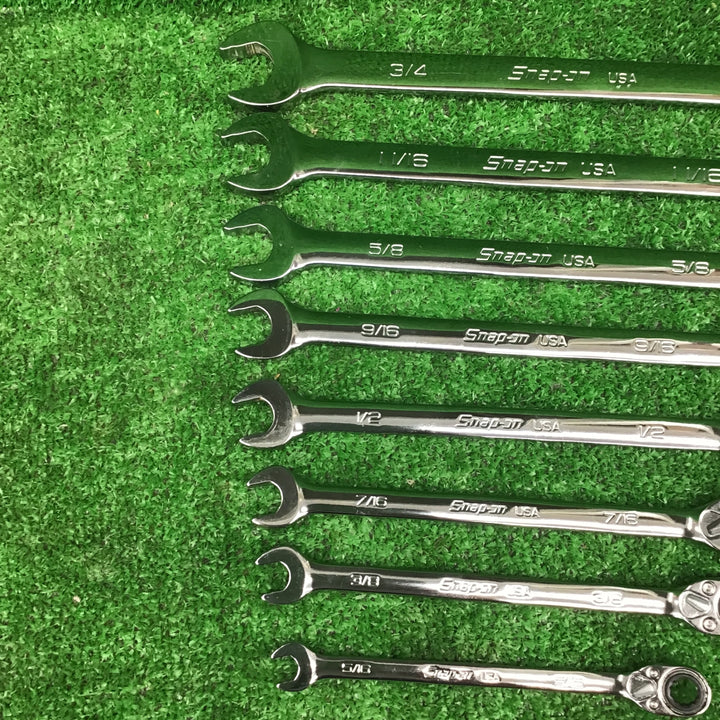 スナップオン(Snap-on)  切り替え式ラチェットコンビネーションレンチ SOXRRシリーズ 8本 インチ サイズ【桶川店】