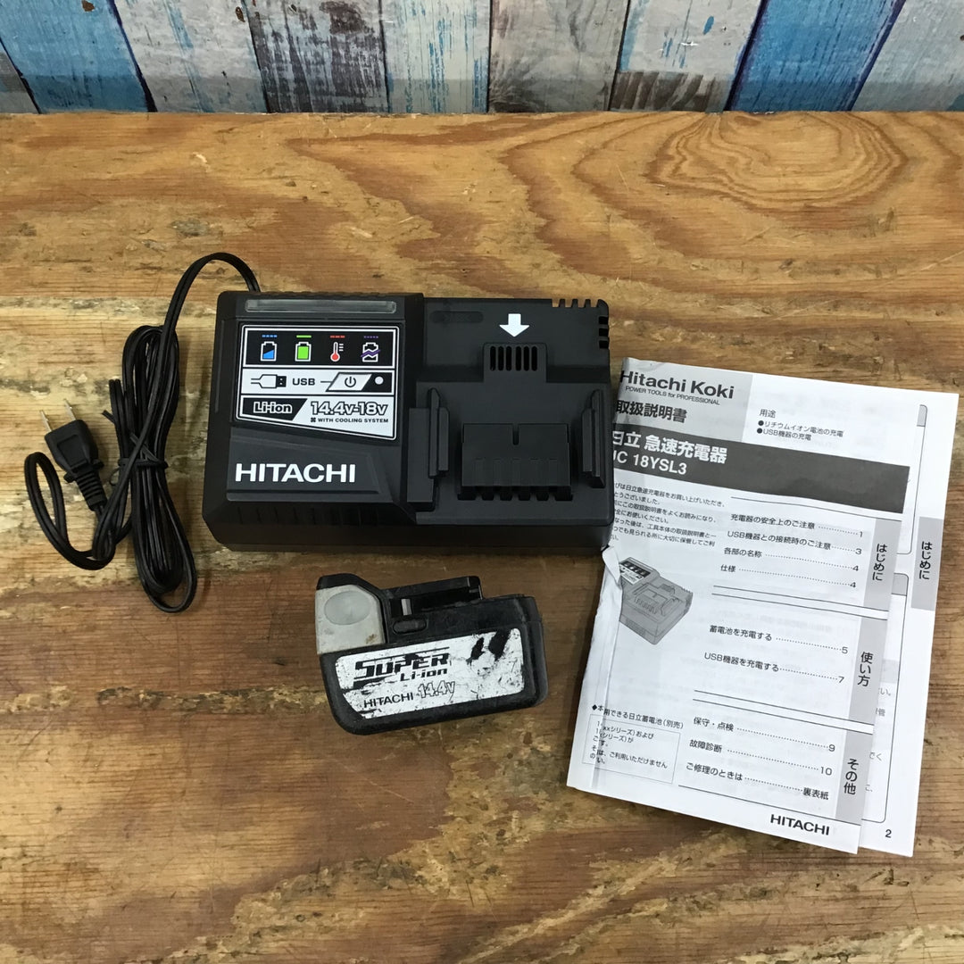 ▼日立工機 コードレスコーナインパクトドライバ WH14DCL(LJCK) 14.4V3.0Ahバッテリー付属 バッテリーの使用感大【柏店】