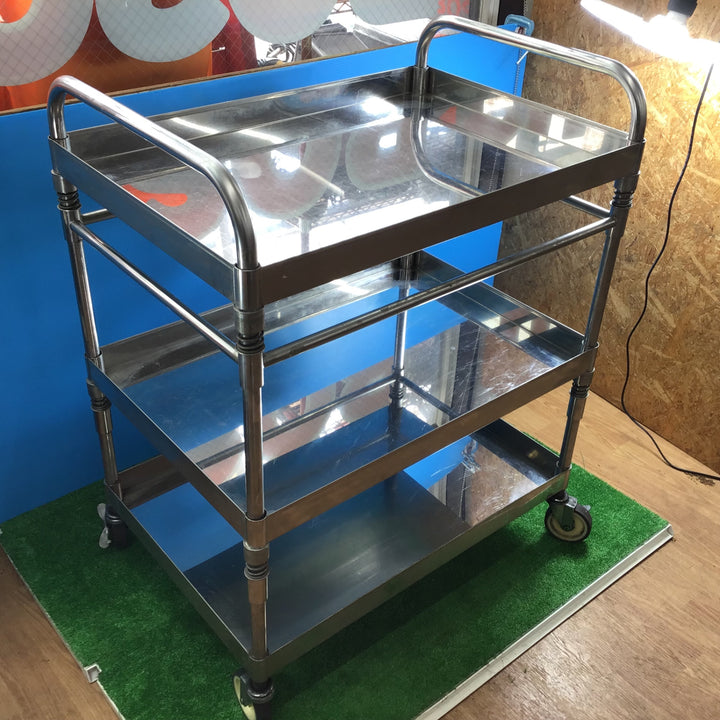 【中古品/店頭受取り限定】ステンレス製 3段台車 キャビネット トラスコ サカイ メーカー不明【岩槻店】