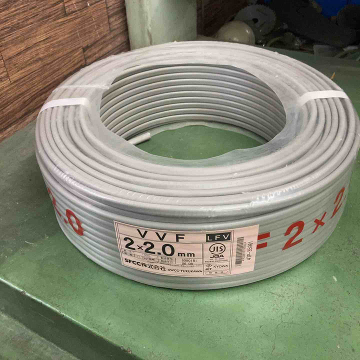 SFCC VVF LFV 2×2.0mm 100m 灰(黒・白)1巻 製造:令和6年8月【桶川店】