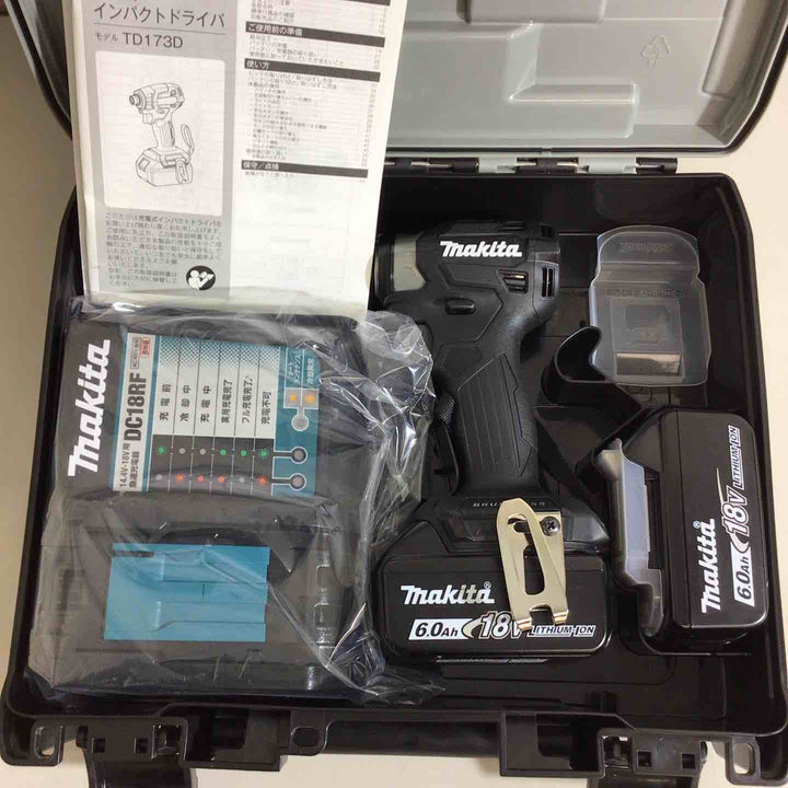 【未使用品】★純正バッテリー2個&充電器付き フルセット★マキタ(makita) コードレスインパクトドライバー TD173DRGXB ブラック 黒【戸田店】