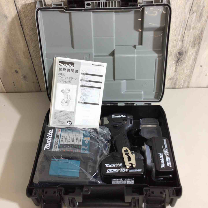 【未使用品】★純正バッテリー2個&充電器付き フルセット★マキタ(makita) コードレスインパクトドライバー TD173DRGXB ブラック 黒【戸田店】