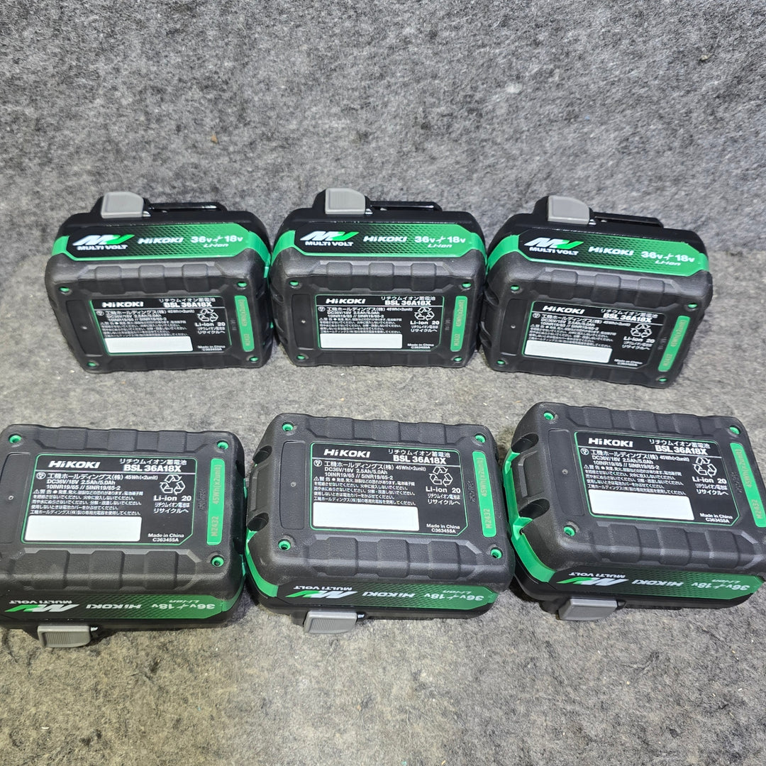 【大特価まとめ売り!未使用品6個セット】ハイコーキ(HIKOKI ※旧:日立工機) リチウムイオンバッテリー 36V/2.5Ah BSL36A18X【桶川店】