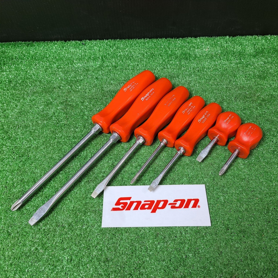 スナップオン/Snap-on 旧グリップドライバー 7本セット マイナス4本、プラス3本 SDD、SDDPシリーズ レッド【岩槻店】