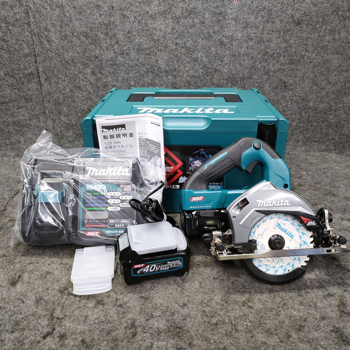 ★マキタ(makita) 40Vmax HS005GRDX 際切マルノコ 鮫肌 125mm 急速充電器+純正バッテリ2個付【岩槻店】
