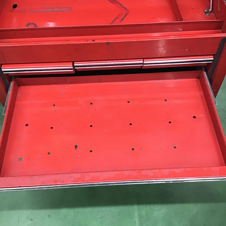 【中古品・店頭受取り限定】 詳細不明 赤 4段ツールボックス 鍵付き 本体歪みあり 【桶川店】